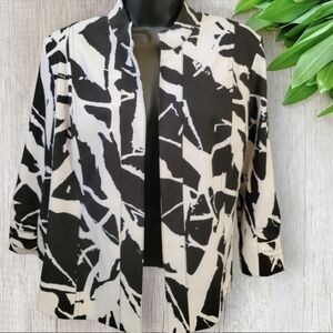 DRESSBARN Black & White Abstract Lined Jacket Blazer Size Large